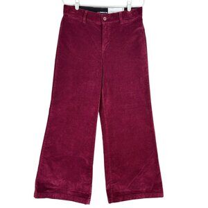 Liz Claiborne Women's Wide-Leg High-Rise Stretch Burgundy Velvet Pants Sz 8P NWT